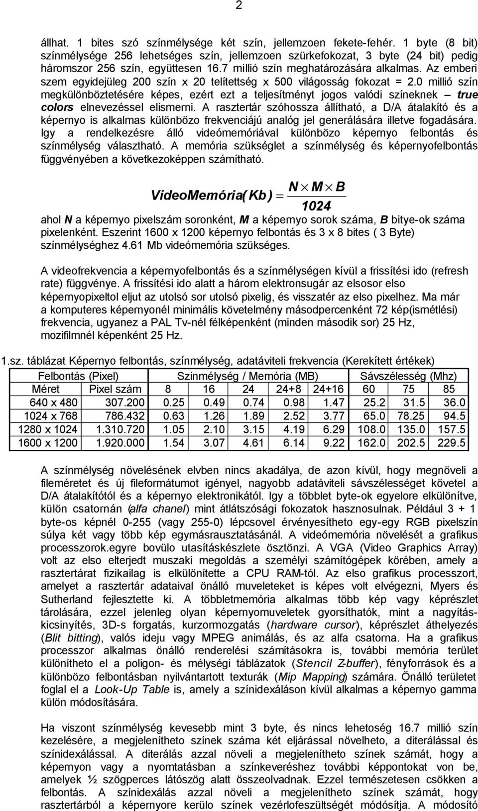 Az emberi szem egyidejüleg 200 szín x 20 telítettség x 500 világosság fokozat = 2.