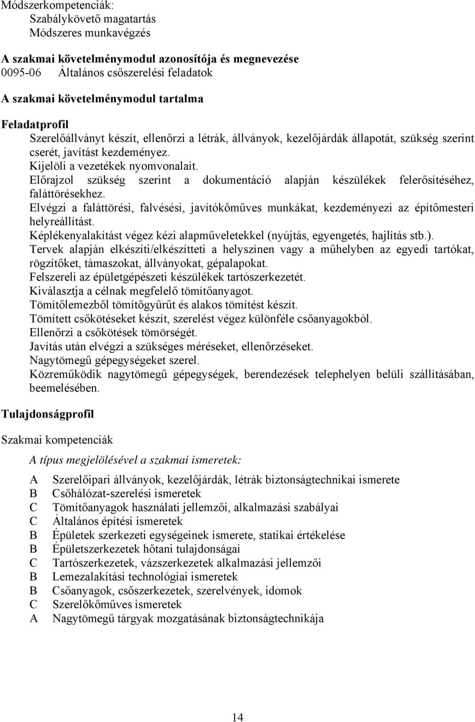 Előrajzol szükség szerint a dokumentáció alapján készülékek felerősítéséhez, faláttörésekhez. Elvégzi a faláttörési, falvésési, javítókőműves munkákat, kezdeményezi az építőmesteri helyreállítást.