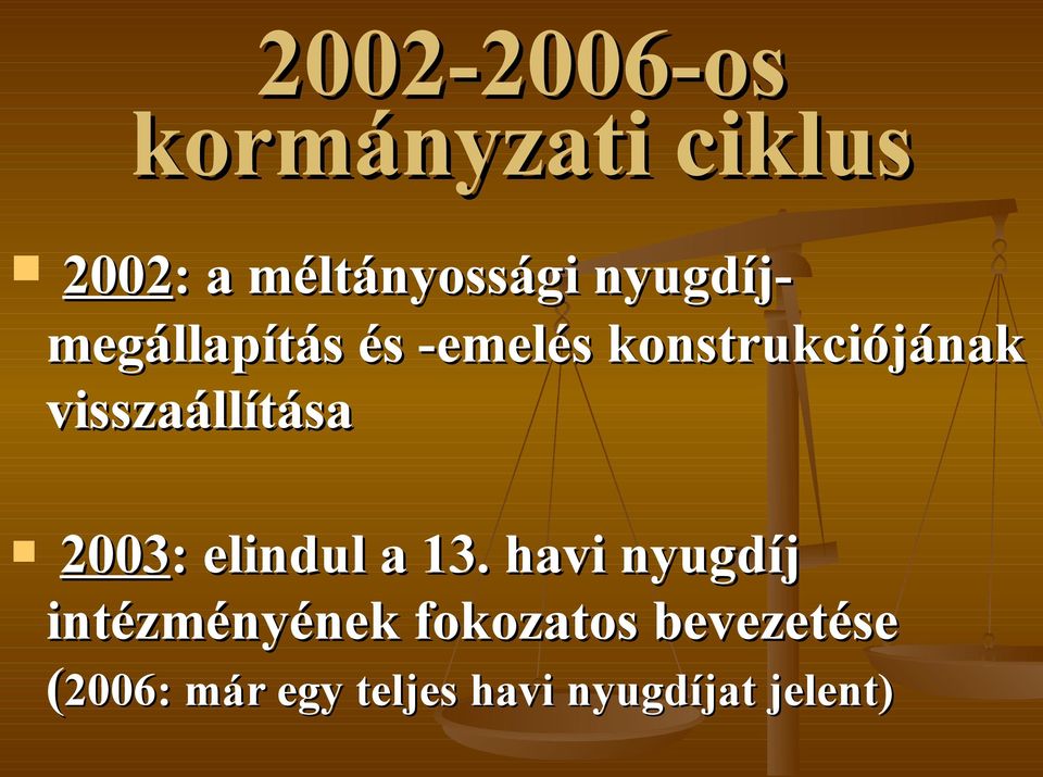 visszaállítása 2003: : elindul a 13.