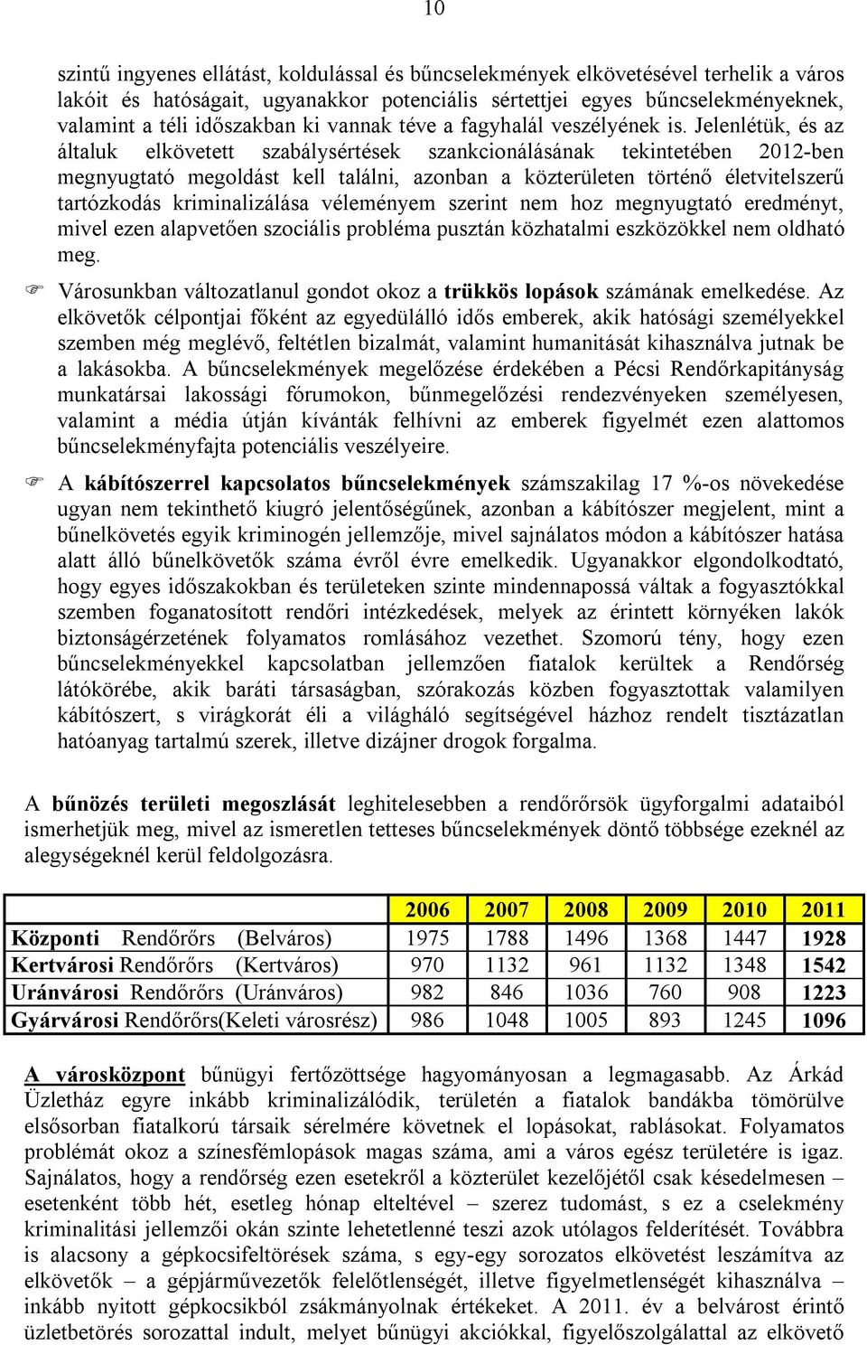 Jelenlétük, és az általuk elkövetett szabálysértések szankcionálásának tekintetében 2012-ben megnyugtató megoldást kell találni, azonban a közterületen történő életvitelszerű tartózkodás