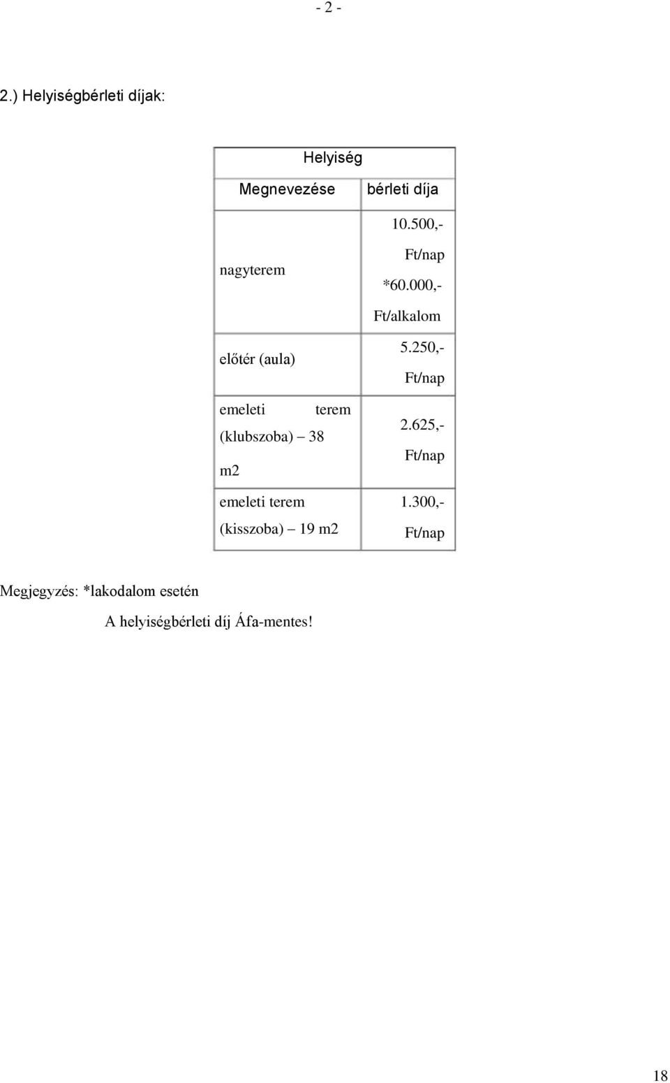 000,- Ft/alkalom előtér (aula) emeleti terem (klubszoba) 38 m2 emeleti