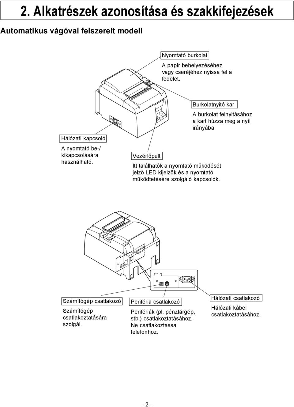 Vezérlőpult Itt találhatók a nyomtató működését jelző LED kijelzők és a nyomtató működtetésére szolgáló kapcsolók.