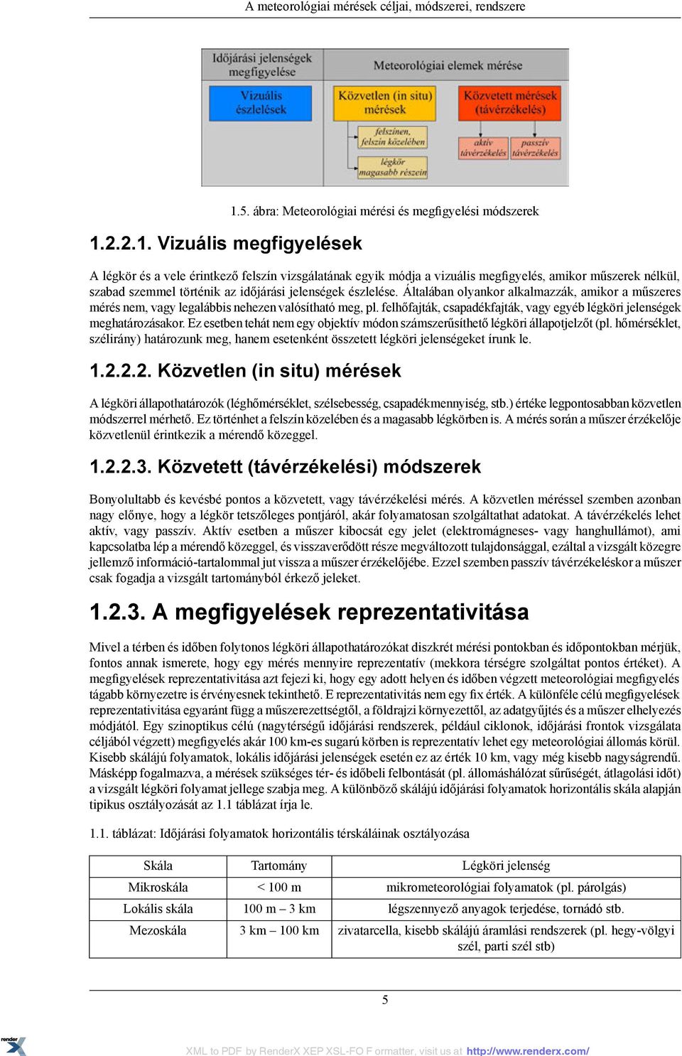 időjárási jelenségek észlelése. Általában olyankor alkalmazzák, amikor a műszeres mérés nem, vagy legalábbis nehezen valósítható meg, pl.