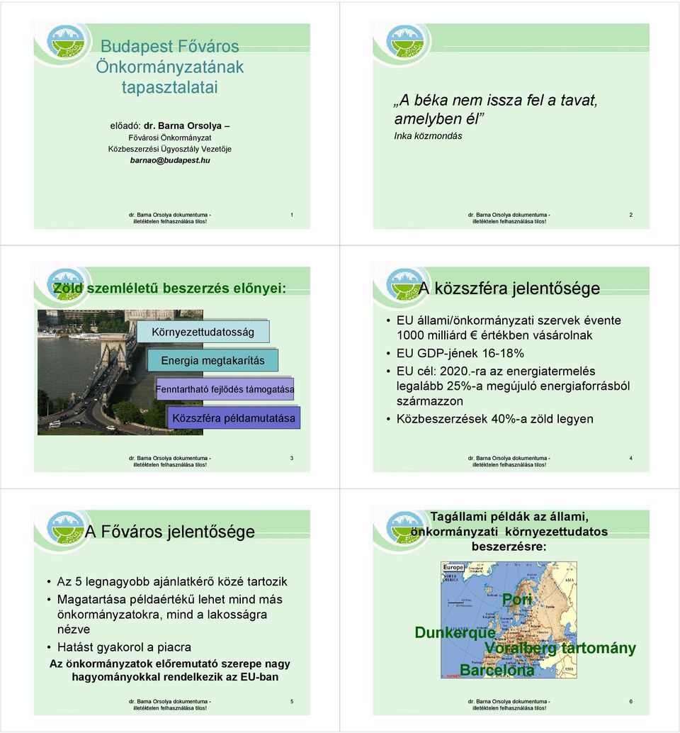 fejlıdés támogatása Fenntartható fejlıdés támogatása Közszféra példamutatása Közszféra példamutatása EU állami/önkormányzati szervek évente 1000 milliárd értékben vásárolnak EU GDP-jének 16-18% EU