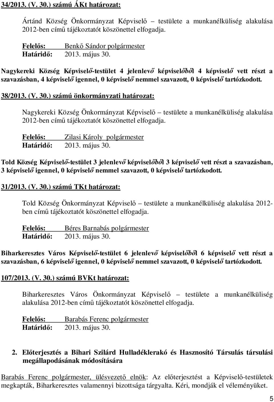 Zilasi Károly polgármester 2013. május 30.