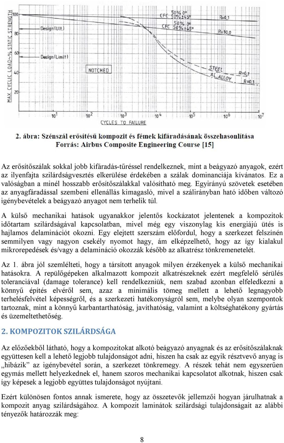 Egyirányú szövetek esetében az anyagfáradással szembeni ellenállás kimagasló, mivel a szálirányban ható időben változó igénybevételek a beágyazó anyagot nem terhelik túl.