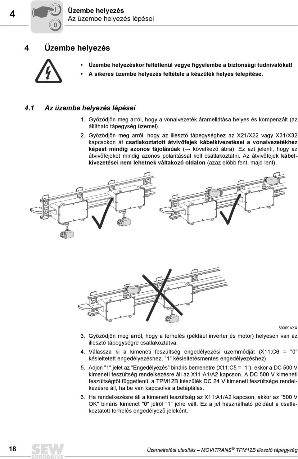 Győződjön meg arról, hogy a vonalvezeték áramellátása helyes és kompenzált (az állítható tápegység üzemel). 2.