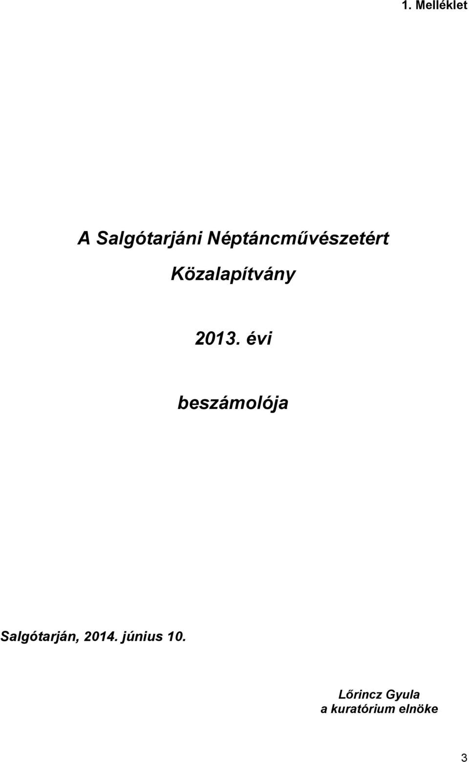 2013. évi beszámolója Salgótarján,