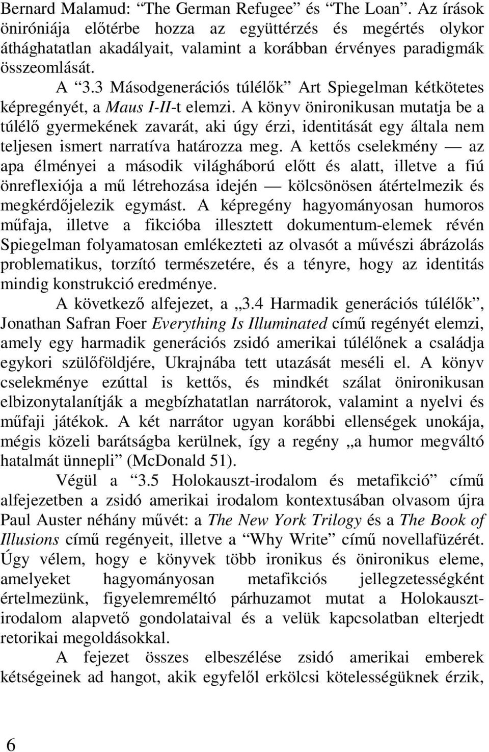 A könyv önironikusan mutatja be a túlélő gyermekének zavarát, aki úgy érzi, identitását egy általa nem teljesen ismert narratíva határozza meg.