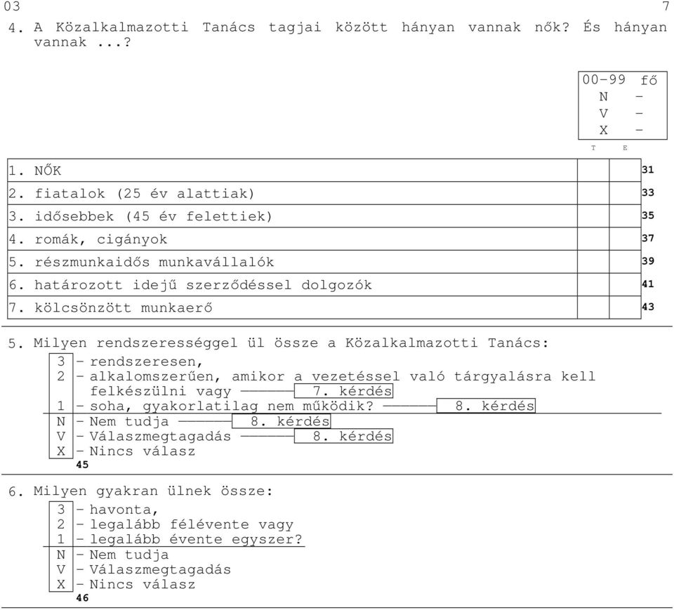 Milyen rendszerességgel ül össze a Közalkalmazotti Tanács: 3 - rendszeresen, 2 - alkalomszerűen, amikor a vezetéssel való tárgyalásra kell felkészülni vagy 7.