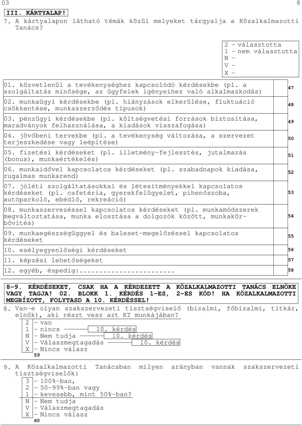 költségvetési források biztosítása, maradványok felhasználása, a kiadások visszafogása) 04. jövőbeni tervekbe (pl. a tevékenység változása, a szervezet terjeszkedése vagy leépítése) 05.