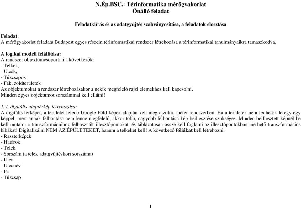 létrehozása a térinformatikai tanulmányaikra támaszkodva.