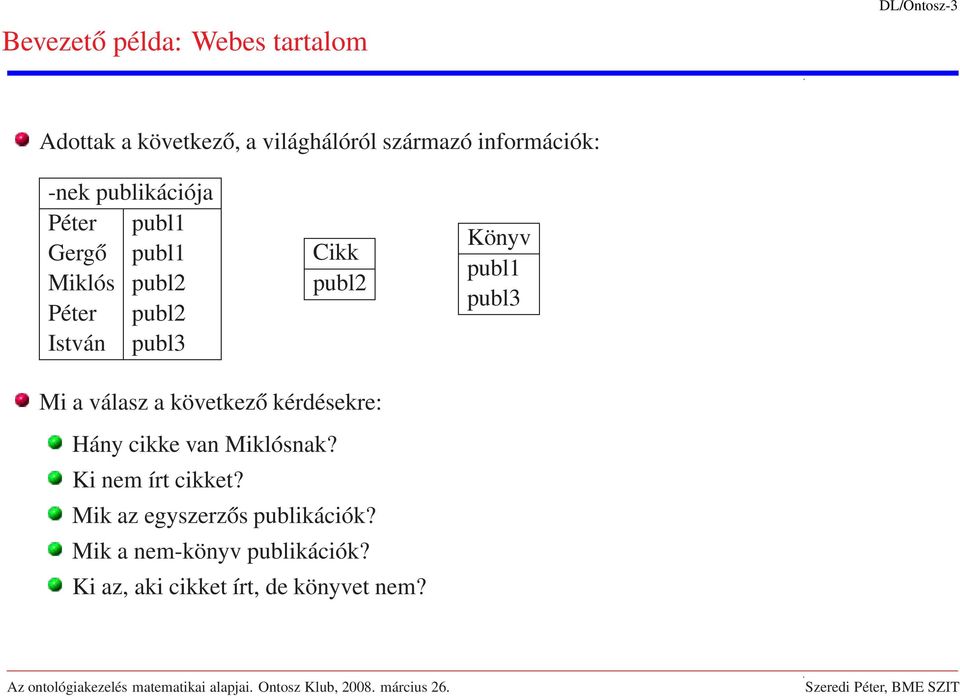 publ2 Könyv publ1 publ3 Mi a válasz a következő kérdésekre: Hány cikke van Miklósnak?