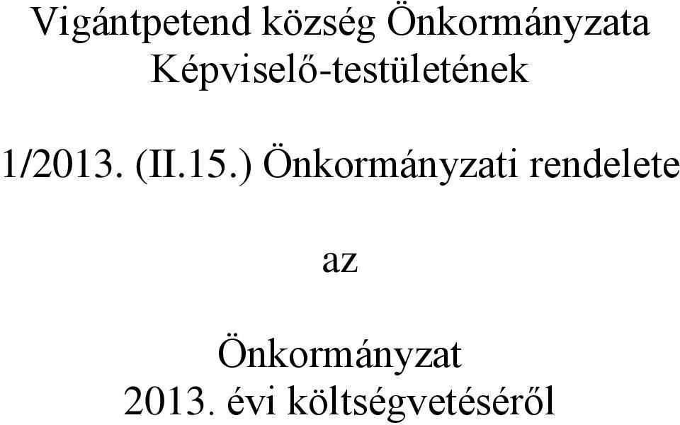 15.) Önkormányzati rendelete az