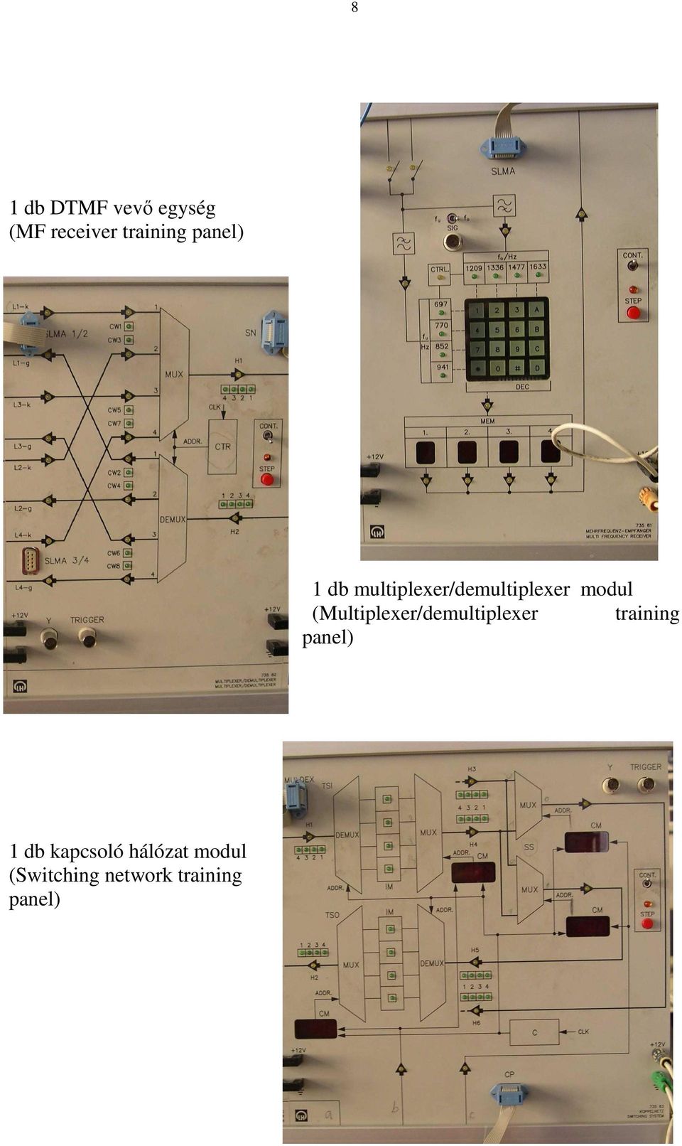 (Multiplexer/demultiplexer training panel) 1 db