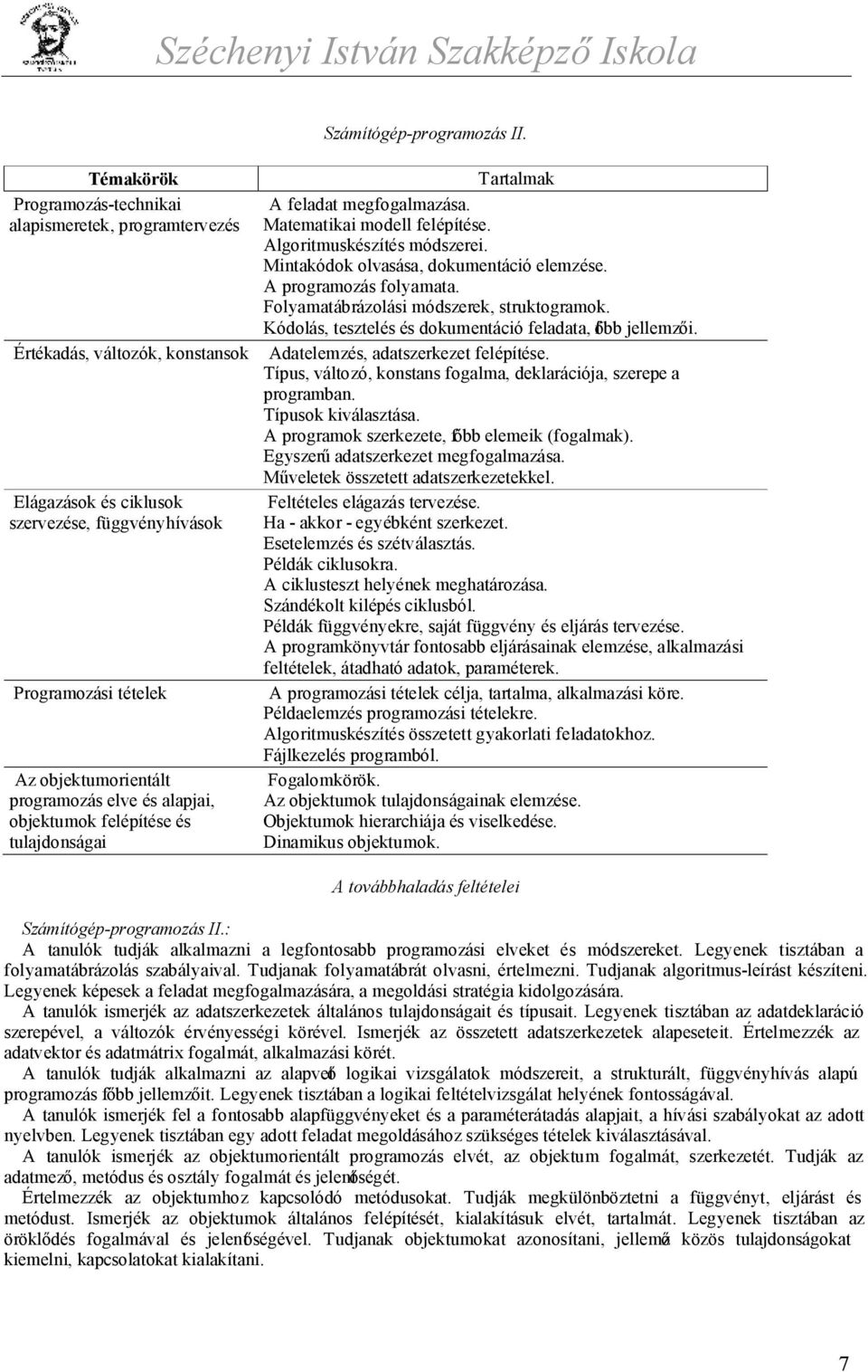 alapjai, objektumok felépítése és tulajdonságai A feladat megfogalmazása. Matematikai modell felépítése. Algoritmuskészítés módszerei. Mintakódok olvasása, dokumentáció elemzése.