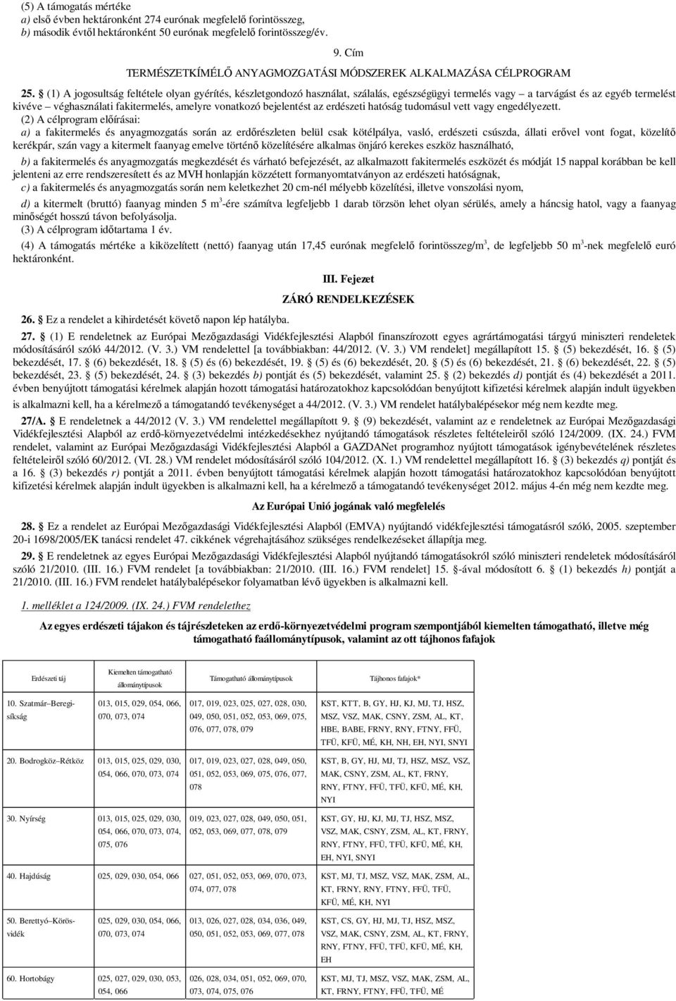 (1) A jogosultság feltétele olyan gyérítés, készletgondozó használat, szálalás, egészségügyi termelés vagy a tarvágást és az egyéb termelést kivéve véghasználati fakitermelés, amelyre vonatkozó