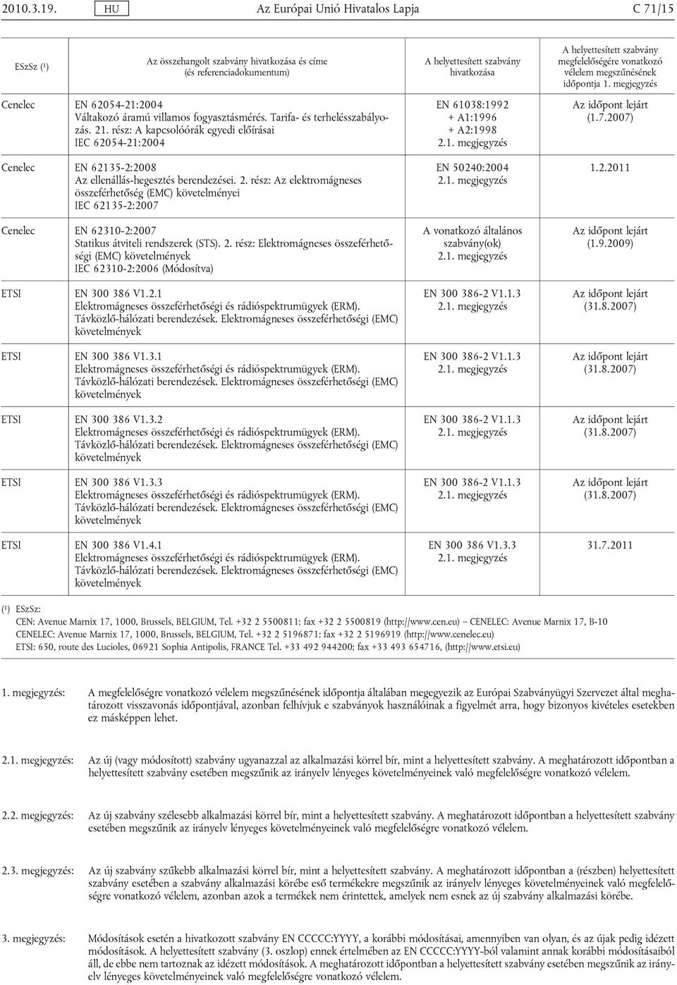 rész: Az elektromágneses összeférhetőség (EMC) követelményei IEC 62135-2:2007 Cenelec EN 62310-2:2007 Statikus átviteli rendszerek (STS). 2.