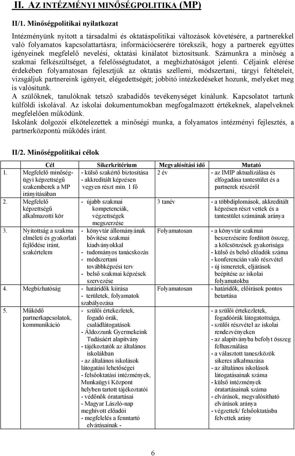 partnerek együttes igényeinek megfelelő nevelési, oktatási kínálatot biztosítsunk. Számunkra a minőség a szakmai felkészültséget, a felelősségtudatot, a megbízhatóságot jelenti.