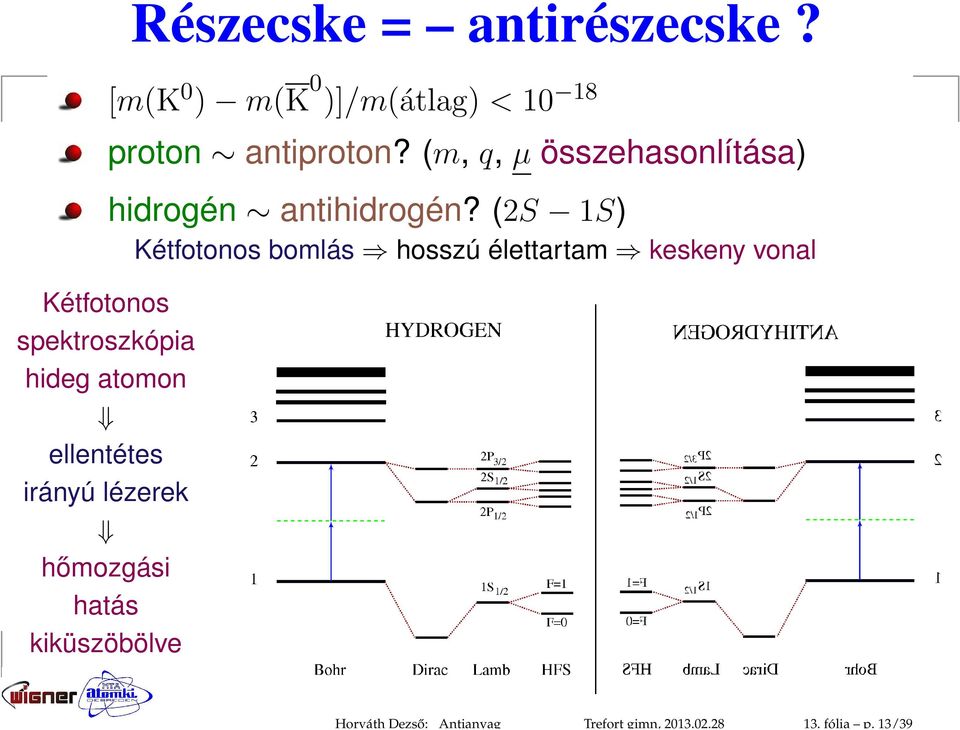 kiküszöbölve Részecske = antirészecske?