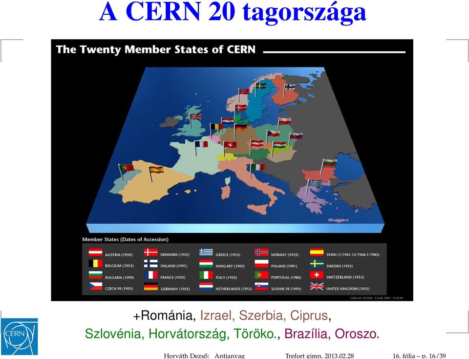 16/39 A CERN 20 tagországa +Románia,