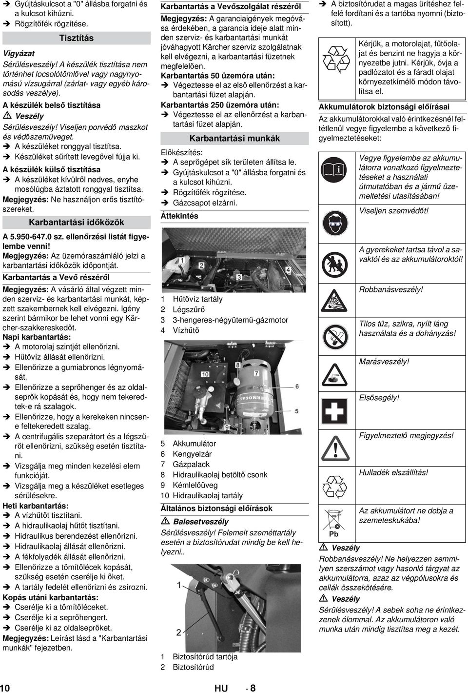 Viseljen porvédő maszkot és védőszemüveget. A készüléket ronggyal tisztítsa. Készüléket sűrített levegővel fújja ki.