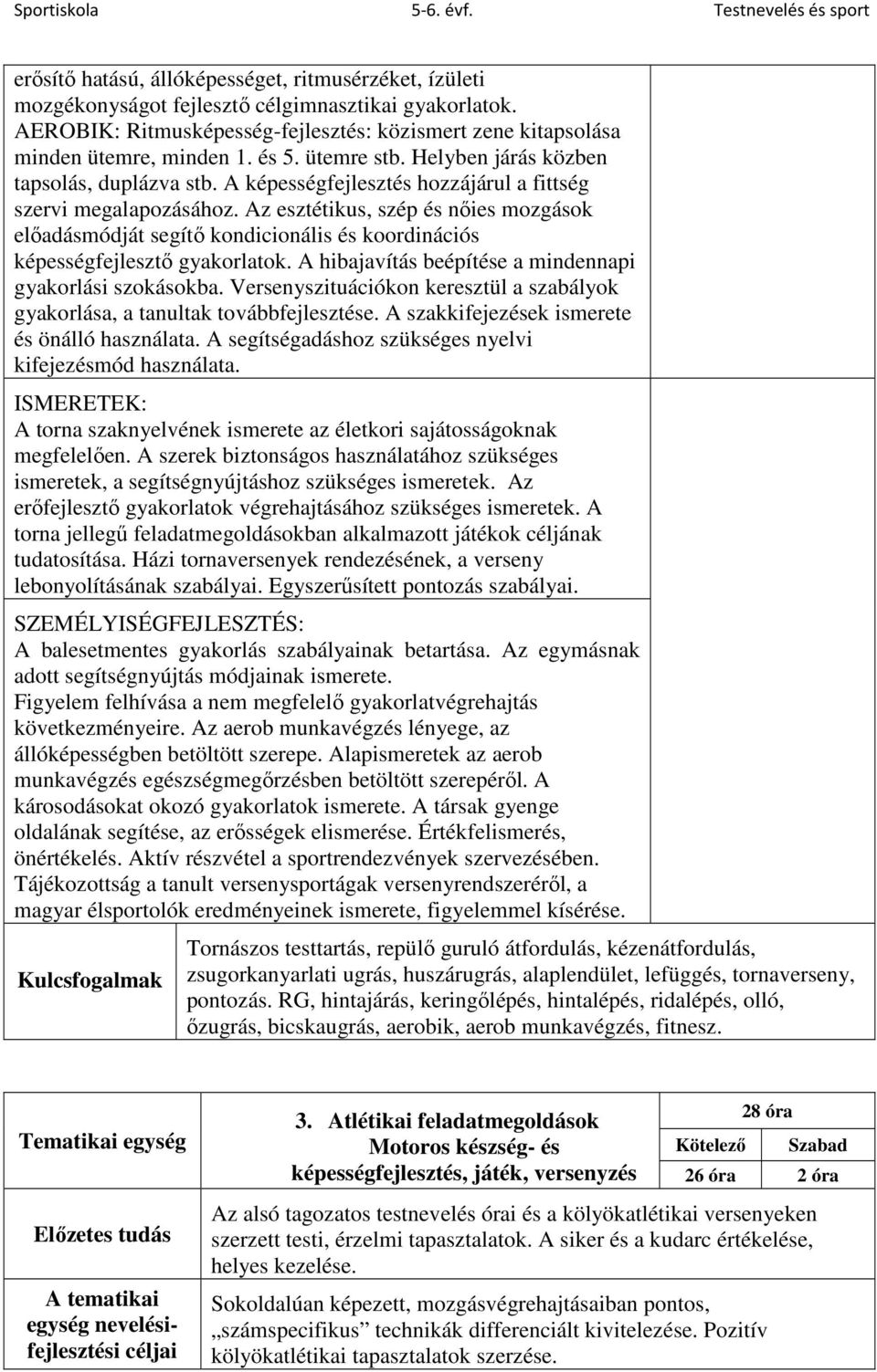 A képességfejlesztés hozzájárul a fittség szervi megalapozásához. Az esztétikus, szép és nőies mozgások előadásmódját segítő kondicionális és koordinációs képességfejlesztő gyakorlatok.