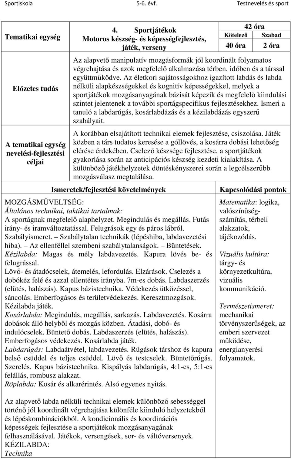 mozgásformák jól koordinált folyamatos végrehajtása és azok megfelelő alkalmazása térben, időben és a társsal együttműködve.