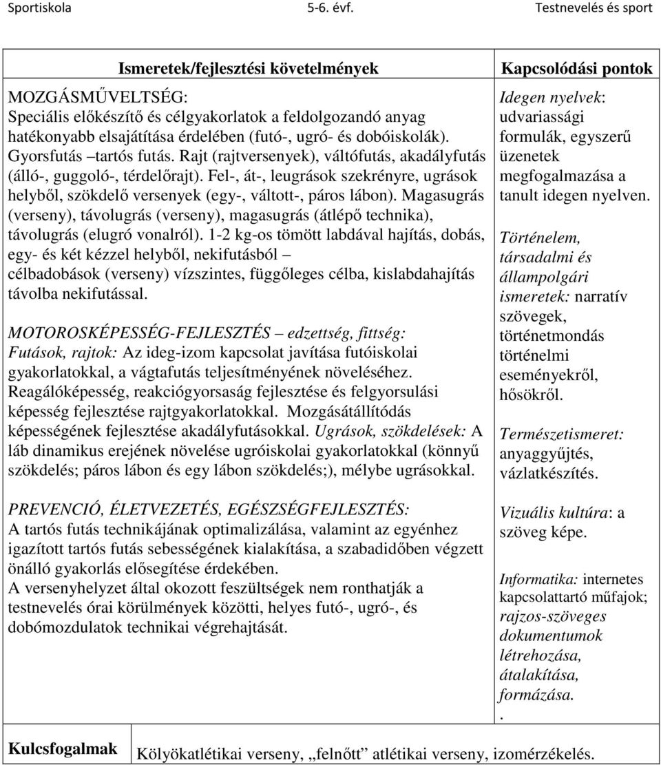 Gyorsfutás tartós futás. Rajt (rajtversenyek), váltófutás, akadályfutás (álló-, guggoló-, térdelőrajt).