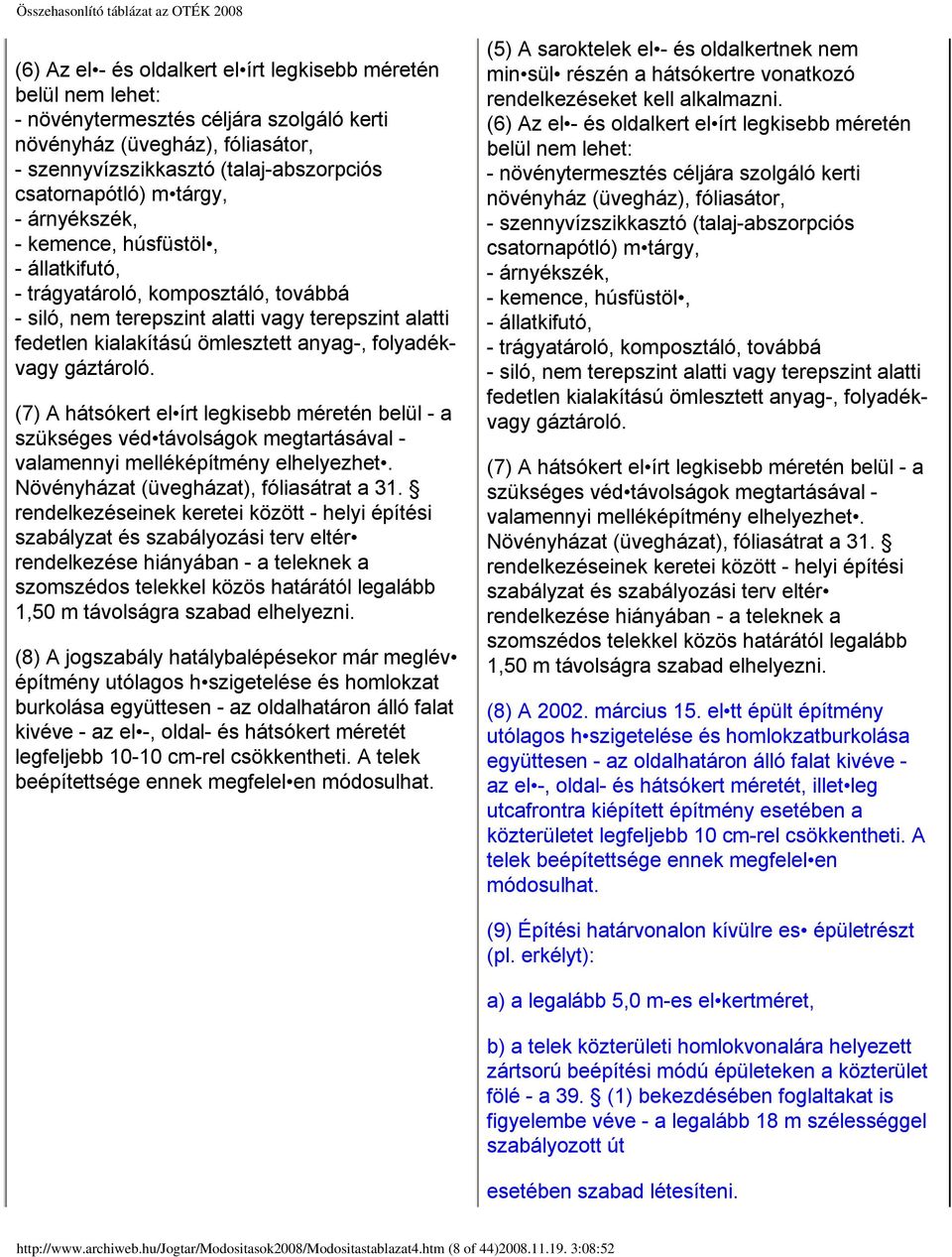 folyadékvagy gáztároló. (7) A hátsókert el írt legkisebb méretén belül - a szükséges véd távolságok megtartásával - valamennyi melléképítmény elhelyezhet. Növényházat (üvegházat), fóliasátrat a 31.