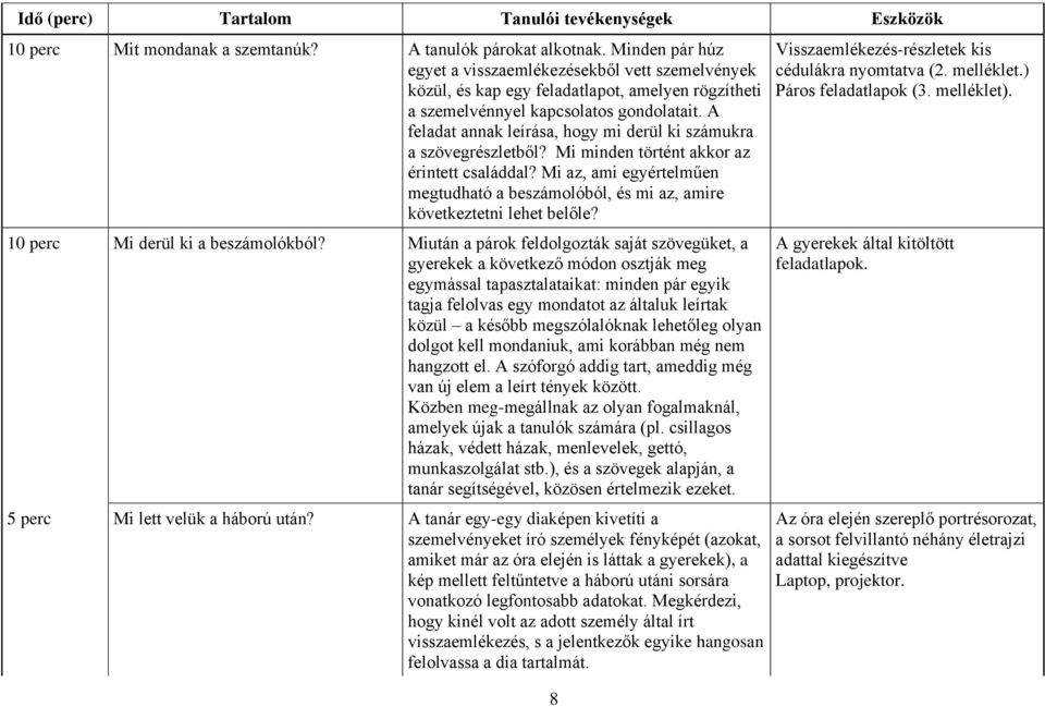 A feladat annak leírása, hogy mi derül ki számukra a szövegrészletből? Mi minden történt akkor az érintett családdal?