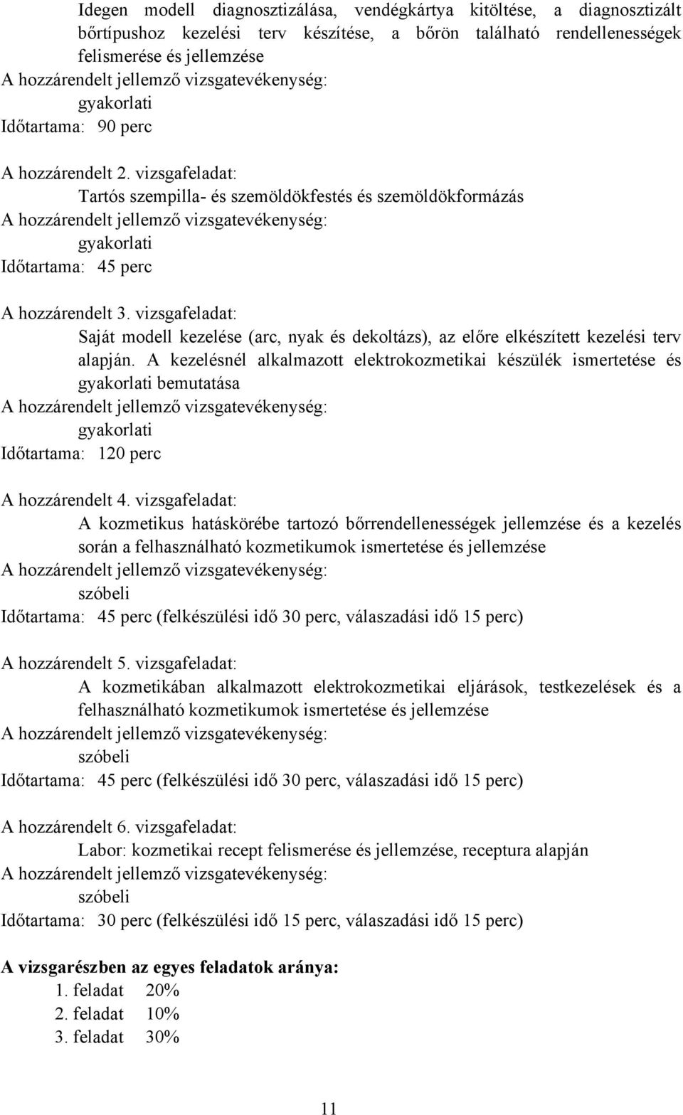 vizsgafeladat: Saját modell kezelése (arc, nyak és dekoltázs), az előre elkészített kezelési terv alapján.