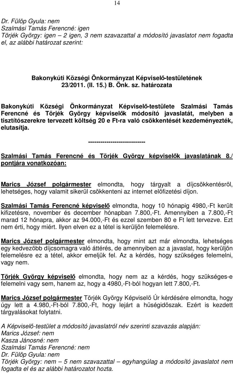 rint: 23/2011. (II. 15.) B. Önk. sz.