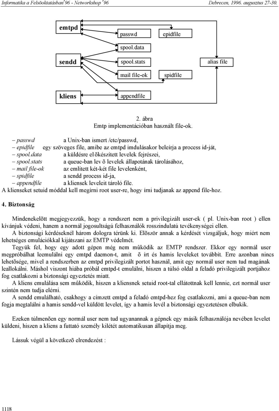 stats a queue-ban lev õ levelek állapotának tárolásához, mail file-ok az említett két-két file levelenként, spidfile a sendd process id-ja, appendfile a kliensek leveleit tároló file.