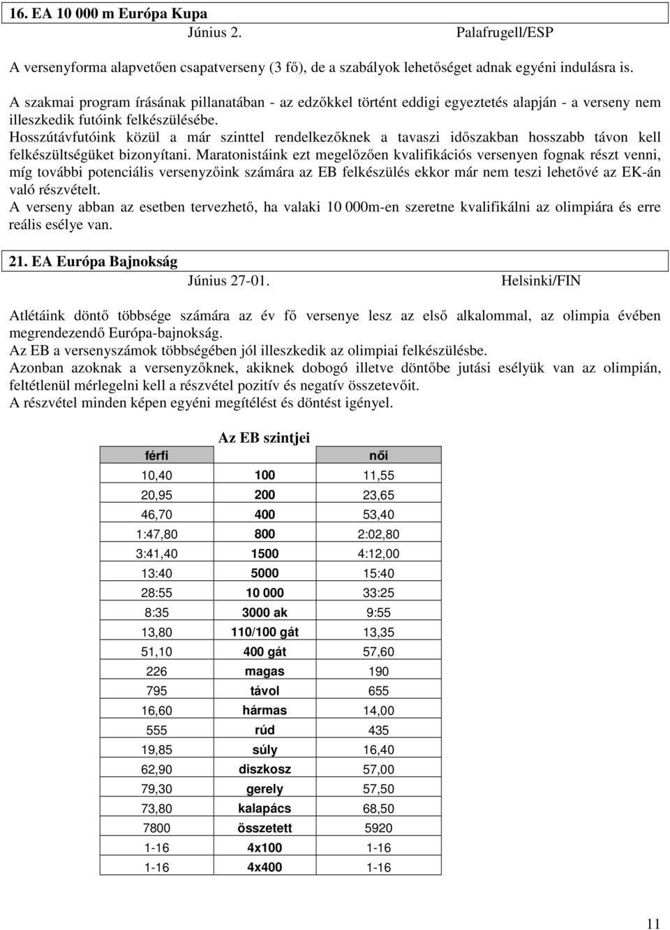 Hosszútávfutóink közül a már szinttel rendelkezőknek a tavaszi időszakban hosszabb távon kell felkészültségüket bizonyítani.