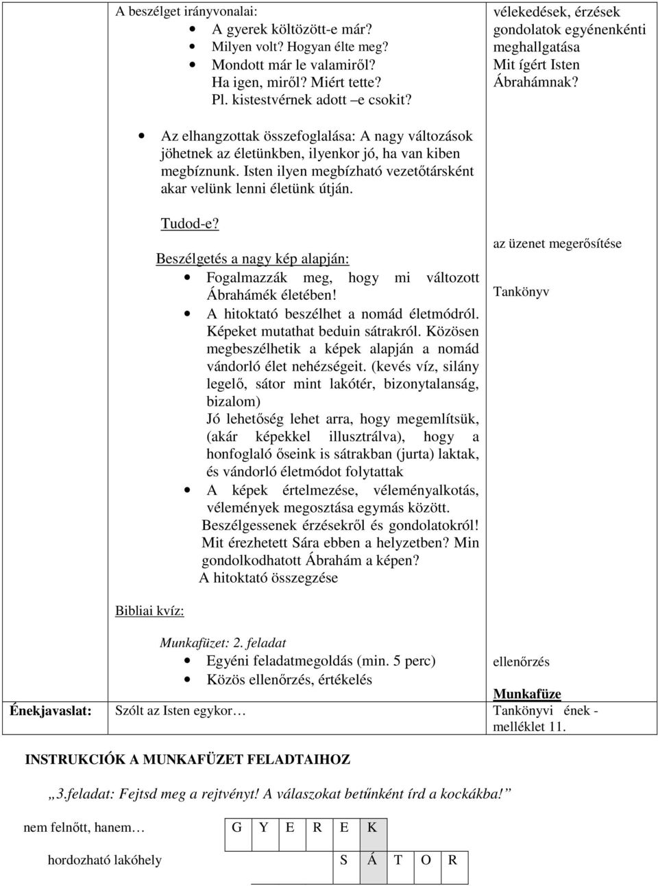 Isten ilyen megbízható vezetőtársként akar velünk lenni életünk útján. Tudod-e? Beszélgetés a nagy kép alapján: Fogalmazzák meg, hogy mi változott Ábrahámék életében!