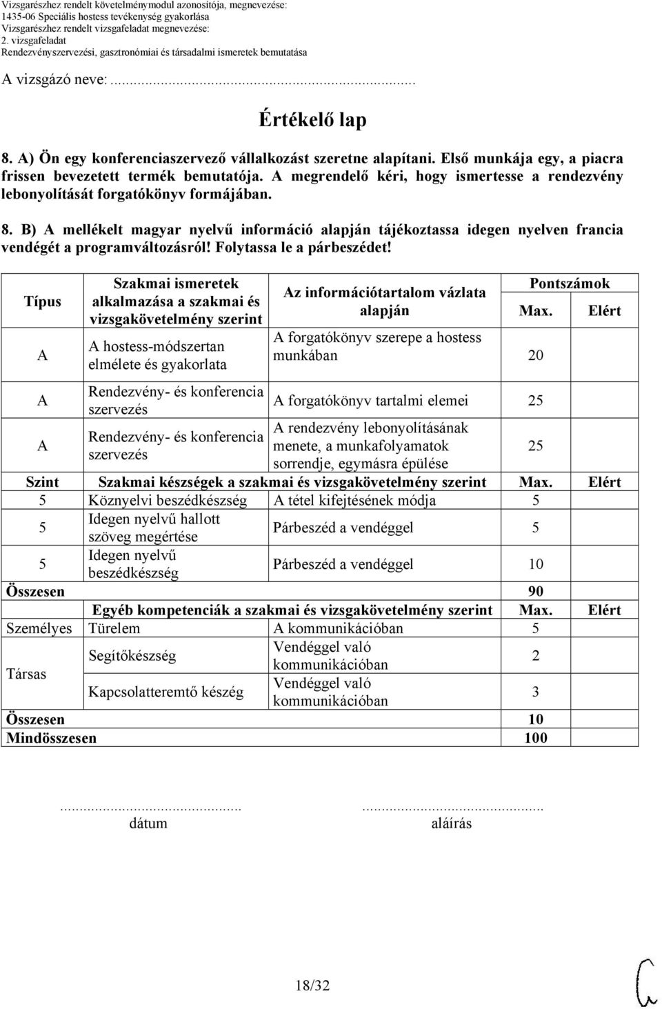 B) mellékelt magyar nyelvű információ alapján tájékoztassa idegen nyelven francia vendégét a programváltozásról! Folytassa le a párbeszédet!