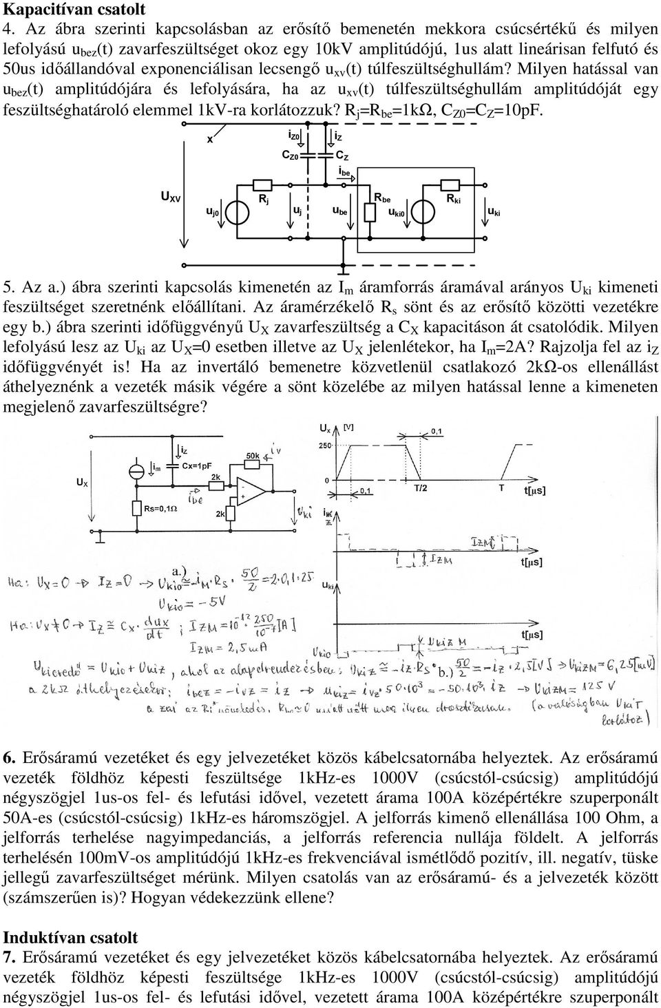 exponenciálisan lecsengő u xv (t) túlfeszültséghullám?