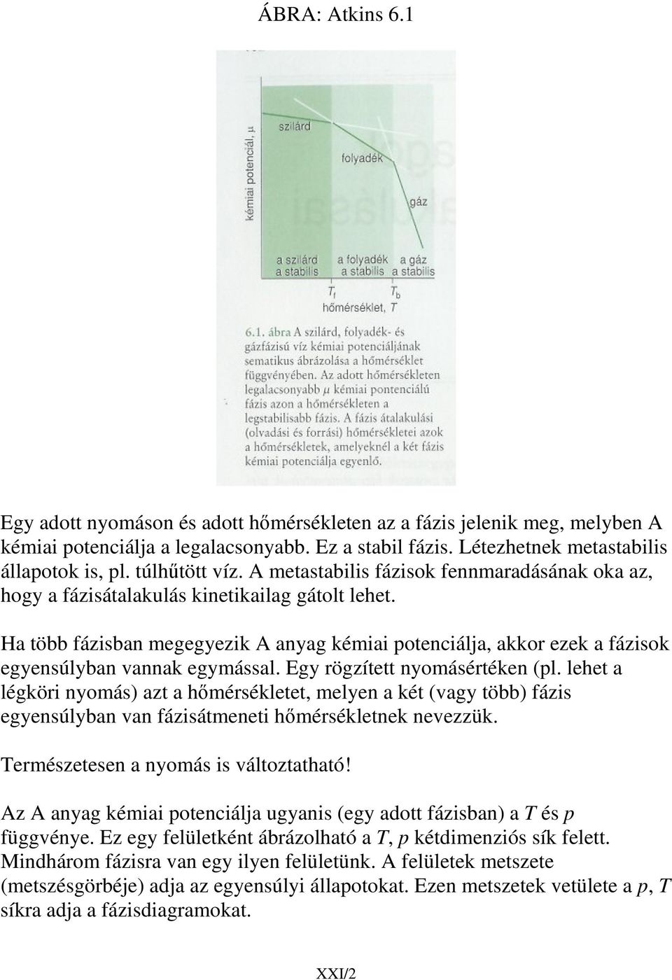 rögzített nyomásértéken (l lehet a légköri nyomás) azt a hmérsékletet, melyen a két (vagy több) ázis egyensúlyban van ázisátmeneti hmérsékletnek nevezzük Természetesen a nyomás is változtatható!