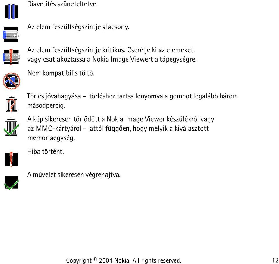 Törlés jóváhagyása törléshez tartsa lenyomva a gombot legalább három másodpercig.