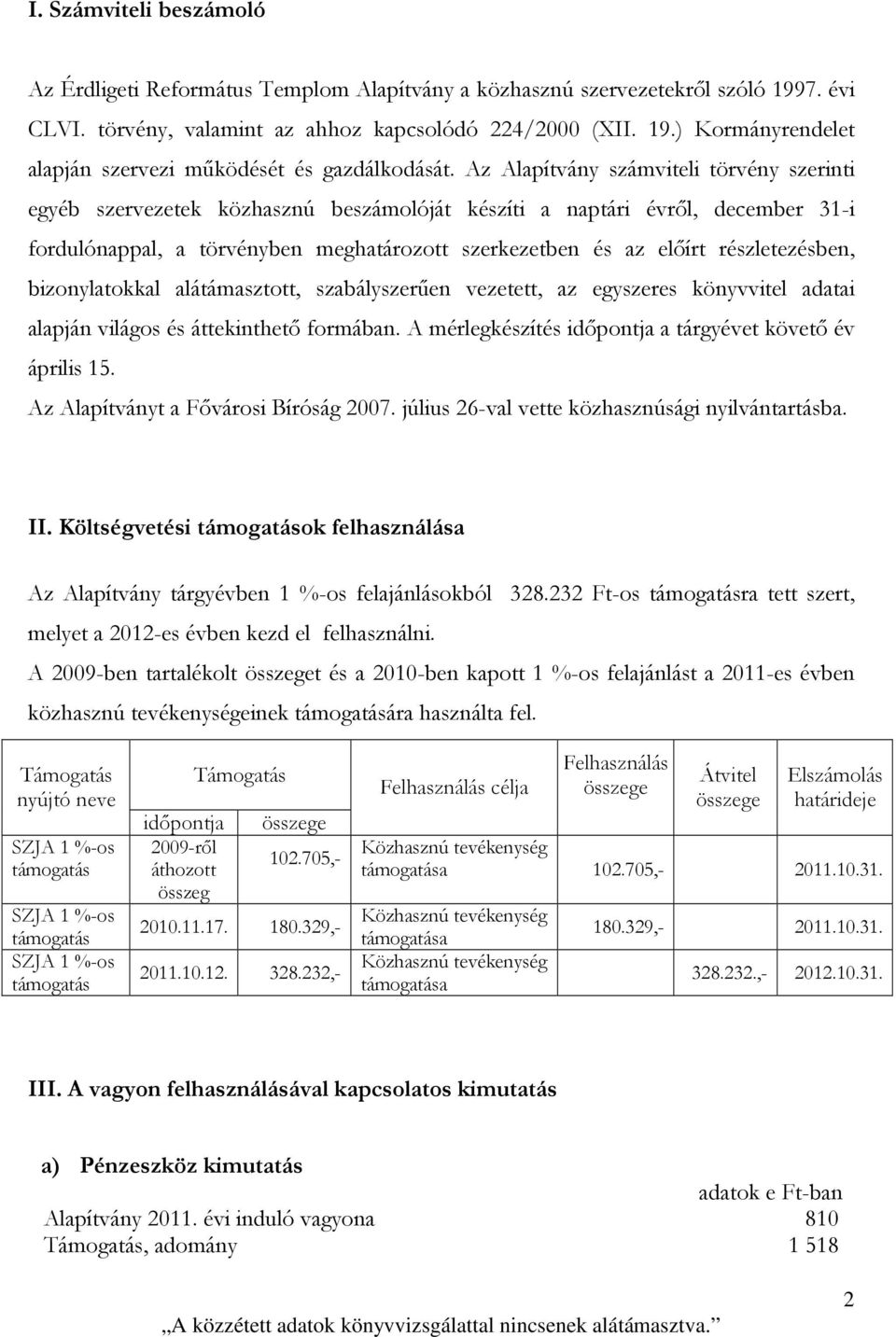 részletezésben, bizonylatokkal alátámasztott, szabályszerően vezetett, az egyszeres könyvvitel adatai alapján világos és áttekinthetı formában.