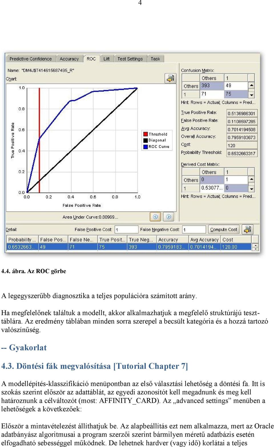 Döntési fák megvalósítása [Tutorial Chapter 7] A modellépítés-klasszifikáció menüpontban az első választási lehetőség a döntési fa.