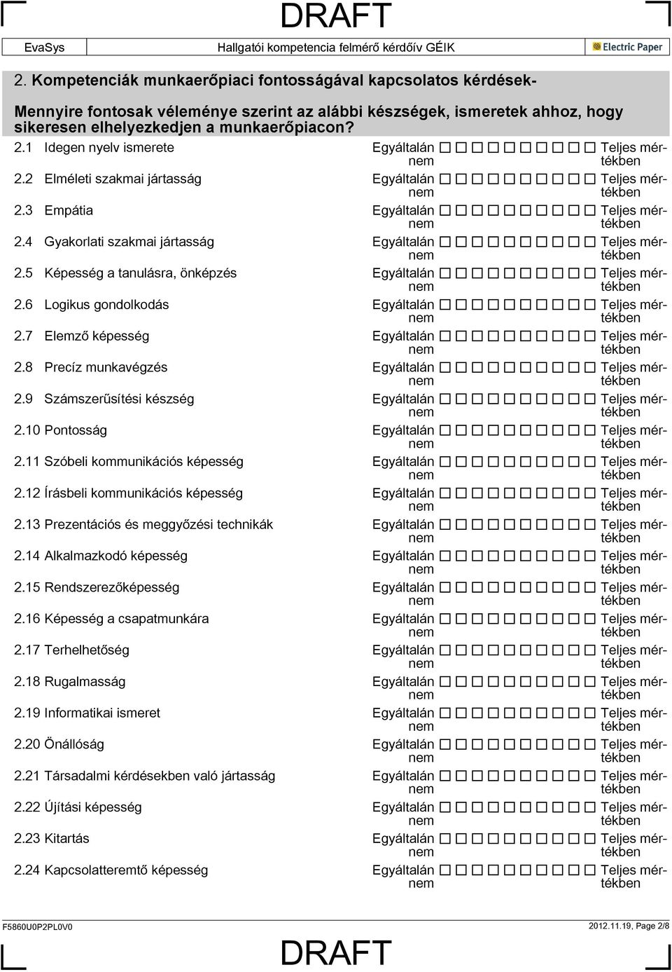 8 Precíz munkavégzés 2.9 Számszerűsítési készség 2.10 Pontosság 2.11 Szóbeli kommunikációs képesség 2.12 Írásbeli kommunikációs képesség 2.13 Prezentációs és meggyőzési technikák 2.