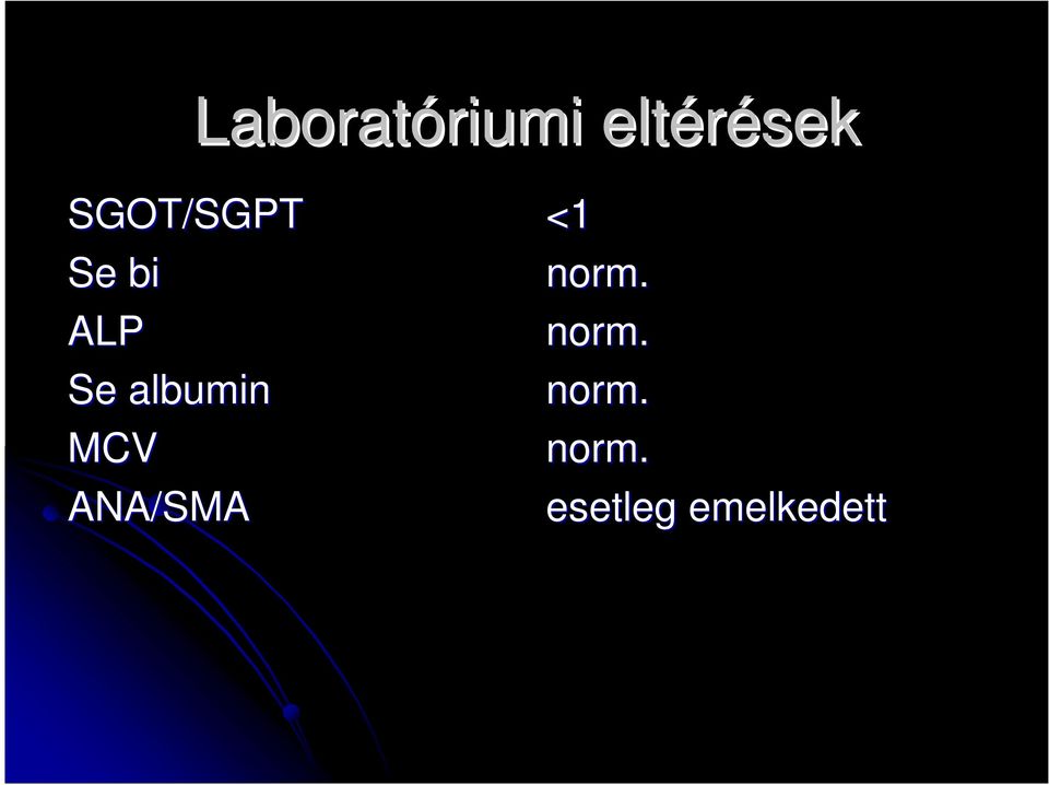 albumin MCV ANA/SMA <1 norm.