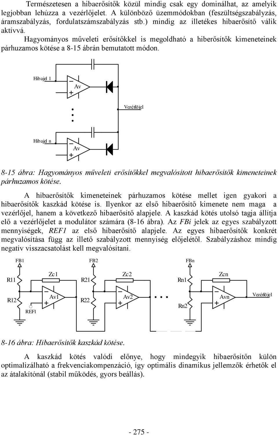 Hibajel 1 Av Vezérlõjel Hibajel n Av 8-15 ábra: Hagyományos mûvelei erõsíõkkel megvalósío hibaerõsíõk kimeneeinek párhuzamos köése.