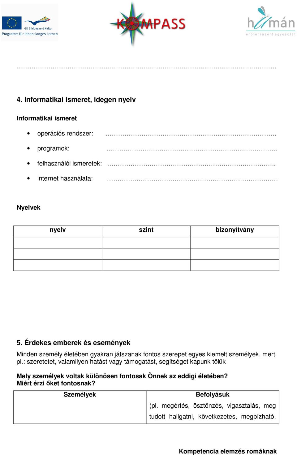 Érdekes emberek és események Minden személy életében gyakran játszanak fontos szerepet egyes kiemelt személyek, mert pl.