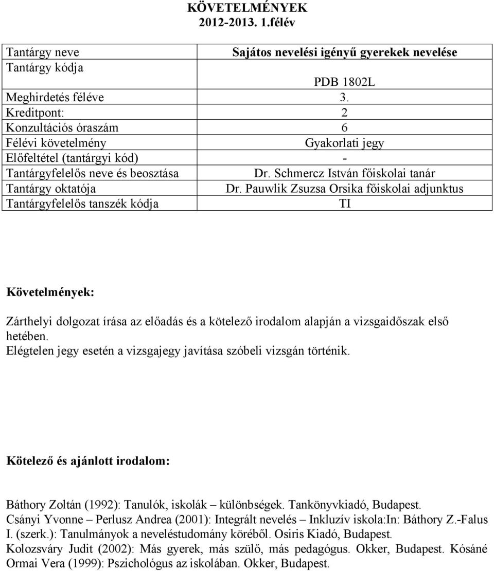 Elégtelen jegy esetén a vizsgajegy javítása szóbeli vizsgán történik. Báthory Zoltán (1992): Tanulók, iskolák különbségek. Tankönyvkiadó, Budapest.