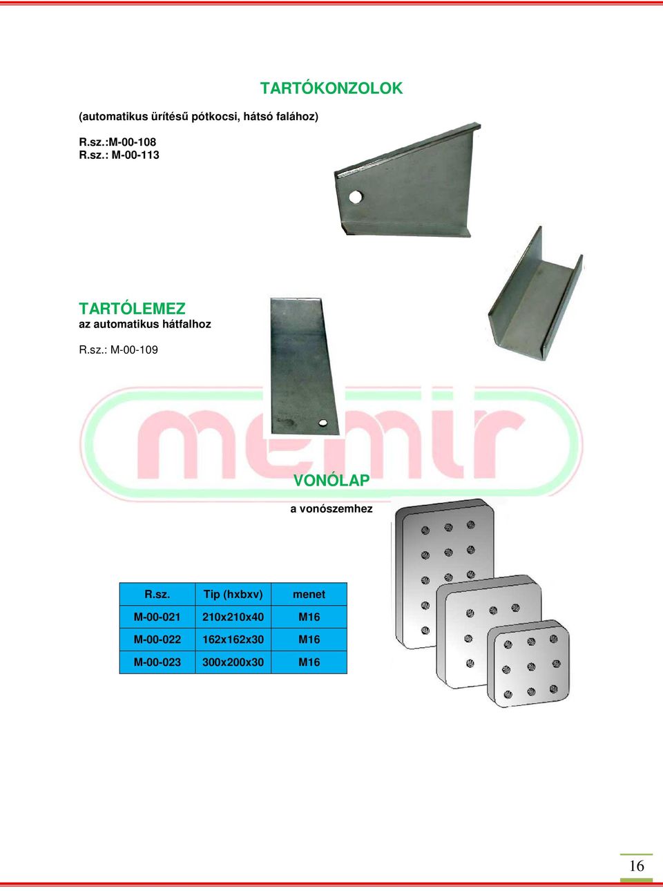 M-00-109 VONÓLAP a vonószemhez Tip (hxbxv) menet M-00-021