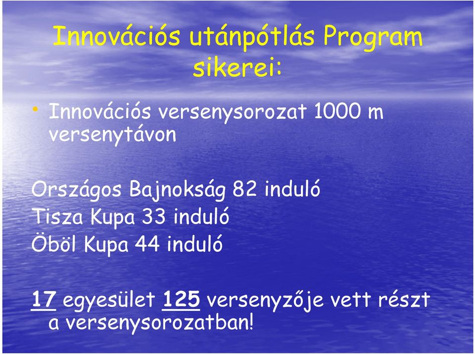 82 induló Tisza Kupa 33 induló Öböl Kupa 44 induló 17