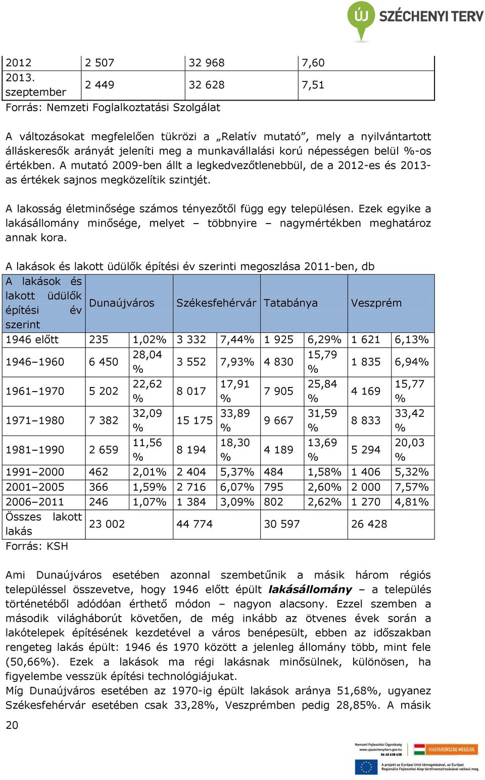 korú népességen belül %-os értékben. A mutató 2009-ben állt a legkedvezőtlenebbül, de a 2012-es és 2013- as értékek sajnos megközelítik szintjét.